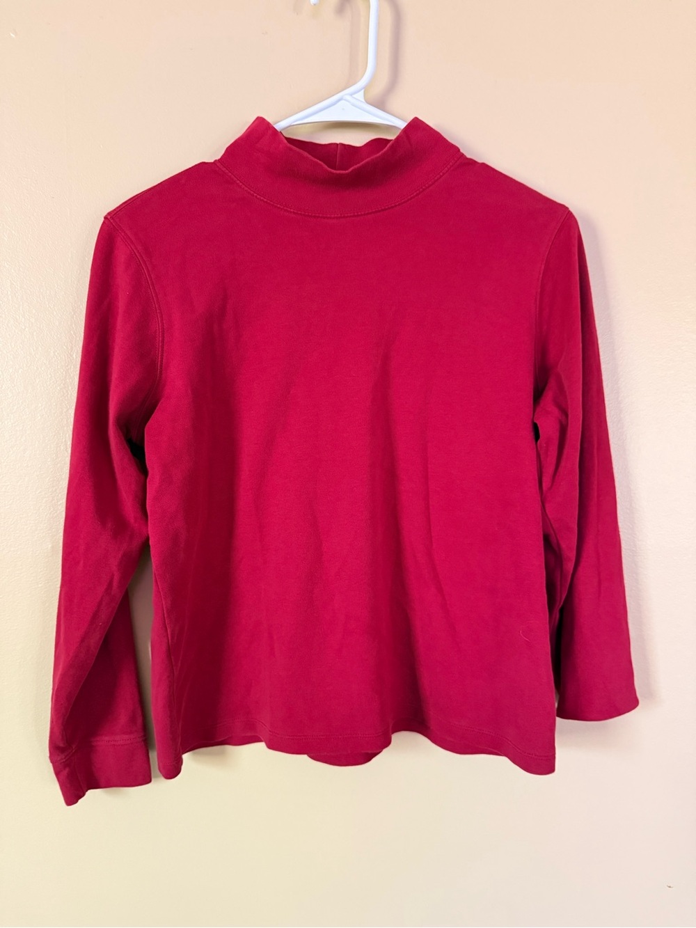 L.L.Bean Red Mock Neck Long Sleeve Tee M Petite | 100% Cotton